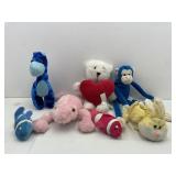 Stuffed Animals Plushies: Heart Fish Monkey Frogs