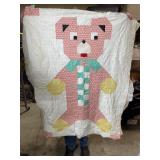Multi-Colored Teddy Bear Block Quilt Unfinished