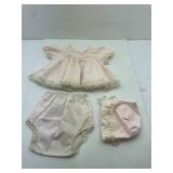 Baby Doll Outfit Set Pink with White Lace Trim