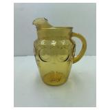 Amber Glass Pitcher Embossed Circular Medallion
