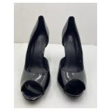 DEB Glossy Black Patent Leather Peep-Toe Stiletto