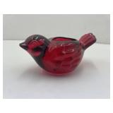 Ruby Red Glass Bird Candle Holder