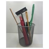 Metal Small Trash Bin with Window Washer/Scraper,