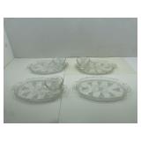 4 Glass Snack Plates with 3 Glass cups