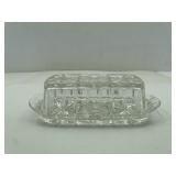Clear Pressed Glass Covered Butter Dish