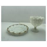 Milk Glass Compote and Deviled Egg Tray