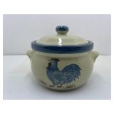 1983 Jacaman Blue Rooster Ceramic Soup Crock with