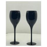Set of 2 Black Long-Stemmed Wine Glasses