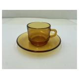 Vareco France Amber-Colored Saucer with Teacup