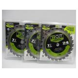 (3) 7-1/4' Carbide Tipped Saw Blades 24T
