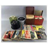 Collection of vintage 45 records and Disk-Go-Case