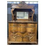 Antique Victorian oak sideboard buffet, 4 drawers