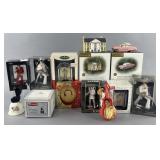 Group of Elvis Presley ornaments and bell, most