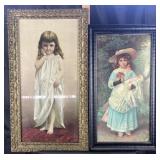2 framed prints depicting children in period