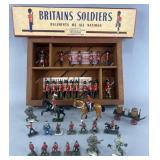 Group of W. Britains solders and more, with box &