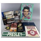 Group of Elvis Presley collectibles: stamps,