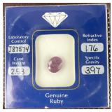 2.53 carat genuine Ruby graded by Consolidated