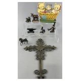 Group of metal decorative accessories: cross,