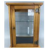 Pine & glass display case, 2 glass shelves, 14.5'