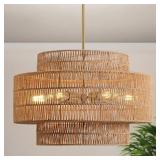 InterMaka 24 Boho Rattan 6-Light Chandelier