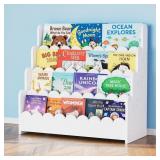 SpaceAid 4-Tier Scalloped Bookshelf 29.6W White