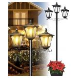 3-Head Solar Lamp Post Light, 77'
