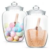 SiliFine 74 oz Bath Salt Glass Jar w Scoop 2pk