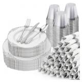 Bestluck Silver Disposable Dinnerware Set 350PC