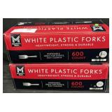 2- 600ct. Boxes of White Plastic Forks