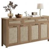 Rattan Sideboard Buffet Cabinet, Boho Storage