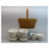 Spring Basket, 2 Blue Flowers Pots, 2 DAMAGED