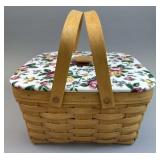 Cake Basket w Riser & Fabric Covered Lid (New) -