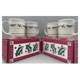 4 Traditional Holly Mugs - Longaberger USA