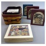 Address Card Basket w New Pkg of Cards, Liner &