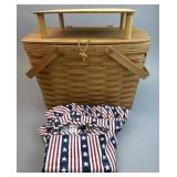 Large Picnic Basket w Liner, Protector & Riser -
