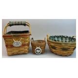 3 Longaberger Christmas Baskets - Cranberry,