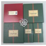 Longaberger Pewter Christmas Ornaments - Baskets,
