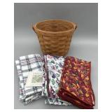 Med Fruit Basket & 3 Sets of Fabric Napkins -