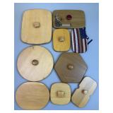 6 Longaberger Woodcrafts Lids & 3 Misc Lids -