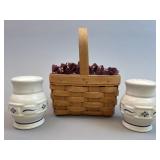 Salt & Pepper Shakers w Basket, Liner & Protector