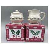 Traditional Holly Sugar Bowl & Creamer -