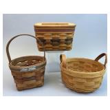 3 Longaberger Baskets - Recipe, Button &