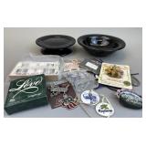 Ebony Bowl & Candle Stand (Black) Vitrified