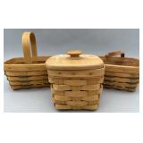 3 Baskets, 2 Protectors, 1 lid - Longaberger