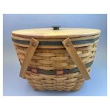 Holiday Hostess Green Sleigh Bell Basket w