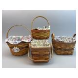 4 Floral Baskets 4 w Liners & 3 Protectors, 1 Tie