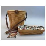 Large Saddlebrook Purse Basket w Leather Strap