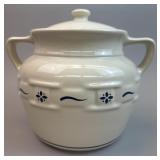 Large Double Handle Cookie Jar w Lid - Blue USA