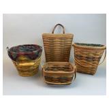 4 Longaberger Baskets, 2 Liners, 2 Protectors -