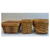3 Asst Baskets, 2 w Protectors - Longaberger Lg